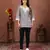 Grey rinkal cotton embroidered formal looking casual short kurta