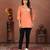 Peach rinkal cotton embroidered formal looking casual short kurta