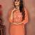 Peach rinkal cotton embroidered formal looking casual short kurta