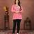 Pink rinkal cotton embroidered formal looking casual short kurta