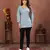 Sky blue rinkal cotton embroidered formal looking casual short kurta