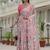 light pink chinon silk blend floral printed with mirror cut border ready to wear saree