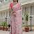 light pink chinon silk blend floral printed with mirror cut border ready to wear saree
