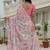 light pink chinon silk blend floral printed with mirror cut border ready to wear saree