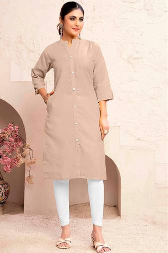 Pink magic cotton embroidered solid kurta