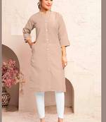 Pink magic cotton embroidered solid kurta