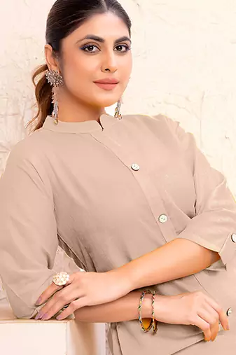 Pink magic cotton embroidered solid kurta