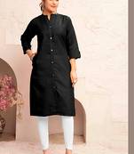 Black magic cotton embroidered solid formal girlie kurta