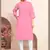 Baby pink magic cotton embroidered solid formal girlie kurta