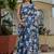 blue chinon silk blend floral printed with mirror cut border ready to wear saree