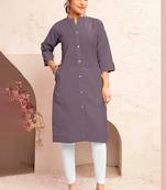 Grey magic cotton embroidered solid formal girlie kurta