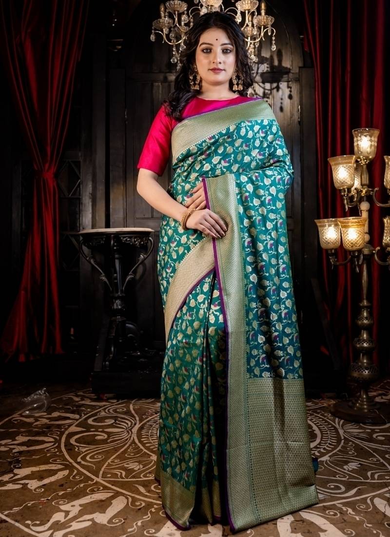 green woven matka silk blend zari woven all seasons sarees