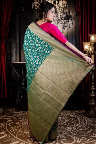 green woven matka silk blend zari woven all seasons sarees