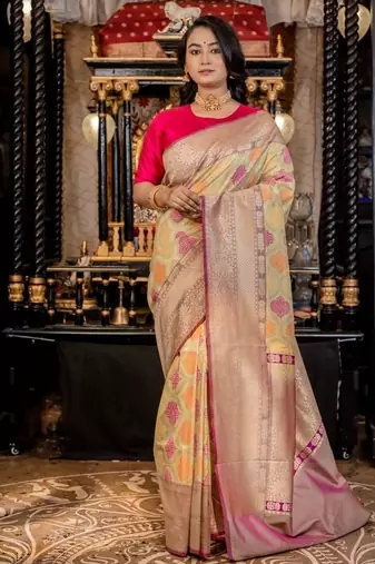 green woven matka silk blend zari woven all seasons sarees