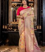 green woven matka silk blend zari woven all seasons sarees