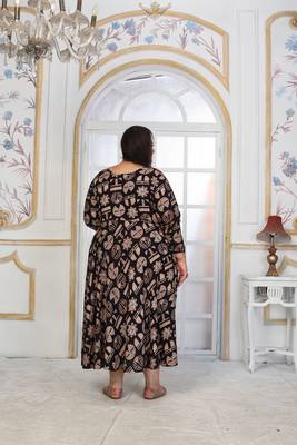 Black rayon embroidered printed plus size kurta 2