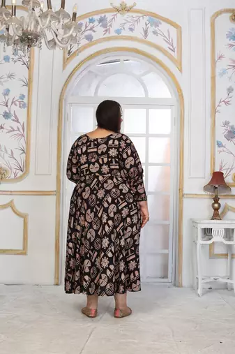 Black rayon embroidered printed plus size kurta for girls