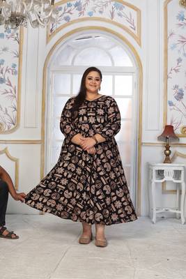 Black rayon embroidered printed plus size kurta 5