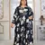 Blue rayon embroidered printed plus size kurta for girls