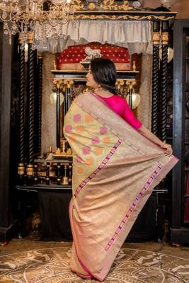 green woven matka silk blend zari woven all seasons sarees 3