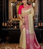 green woven silk blend blend zari woven all seasons sarees