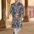 Men's bluish grey silk thread and sequence embroidery all over  kurta set