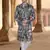 Men's bluish grey silk thread and sequence embroidery all over  kurta set