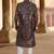 Men's black ( multi colour embroidery ) silk heavy thread and sequence embroidery embroidery all over  kurta set