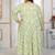 Green rayon embroidered printed plus size kurta for girls