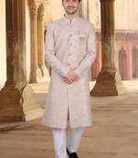 Men's pink georget  heavy thread and sequence embroidery embroidery all over  kurta set