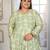 Green rayon embroidered printed plus size kurta for girls