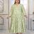 Green rayon embroidered printed plus size kurta for girls