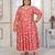 Red rayon embroidered printed plus size kurta for girls