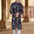 Men's blue  velvet  heavy thread and sequence embroidery embroidery all over  kurta set