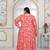 Red rayon embroidered printed plus size kurta for girls