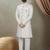 Men's off white  silk thread and sequence embroidery all over  kurta set