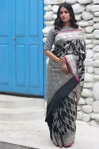 multicolor woven silk blend blend zari woven all seasons sarees