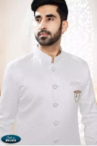 Men's cream   silk heavy thread and sequence embroidery all over  kurta set