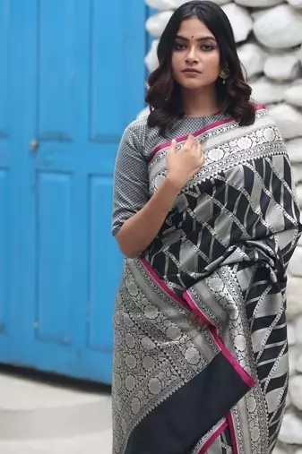 multicolor woven silk blend blend zari woven all seasons sarees