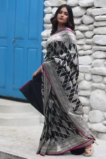 multicolor woven silk blend blend zari woven all seasons sarees