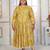 Mustard rayon embroidered printed plus size kurta for girls