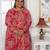 Pink rayon embroidered printed plus size kurta for girls