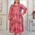 Pink rayon embroidered printed plus size kurta for girls