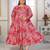 Pink rayon embroidered printed plus size kurta for girls