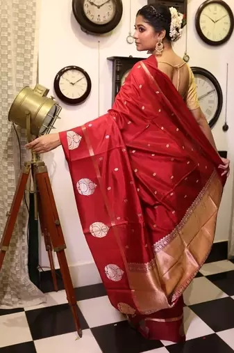 maroon hand woven katan silk blend banarasi silk blend all seasons sarees