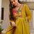 Mustard silk embroidered ceremonial readymade kurta set with dupatta