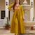 Mustard silk embroidered ceremonial readymade kurta set with dupatta