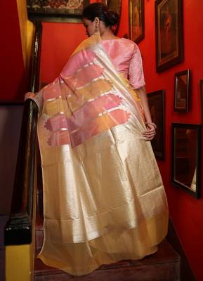 multicolor woven organza zari woven all seasons sarees 4
