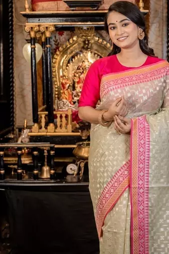 green woven organza zari woven all seasons sarees