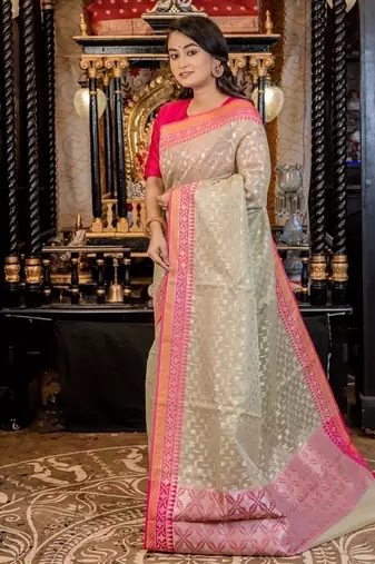 green woven organza zari woven all seasons sarees